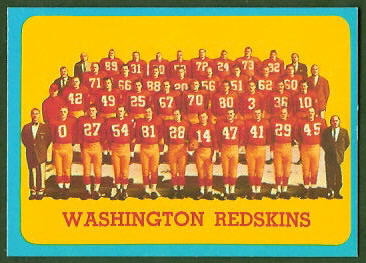 Washington Redskins Team 1963 Topps football card Washington Redskins Team 1963 Topps football card