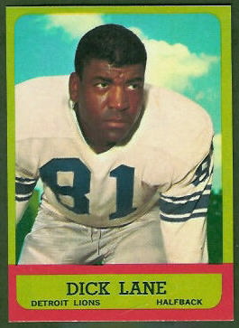 Dick Lane 1963 Topps football card Dick Lane 1963 Topps football card