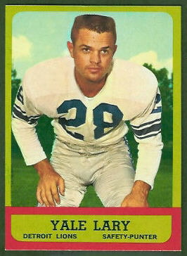 Yale Lary 1963 Topps football card