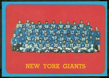 New York Giants Team 1963 Topps football card