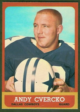 Andy Cvercko 1963 Topps football card Andy Cvercko 1963 Topps football card