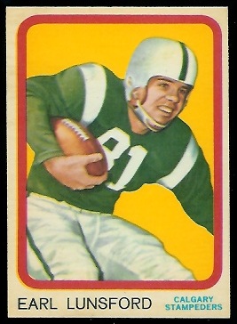 Earl Lunsford 1963 Topps CFL football card Earl Lunsford 1963 Topps CFL football card