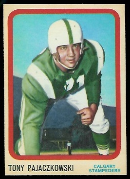Tony Pajaczkowski 1963 Topps CFL football card