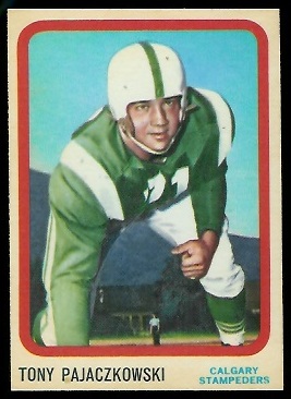 Tony Pajaczkowski 1963 Topps CFL football card Tony Pajaczkowski 1963 Topps CFL football card