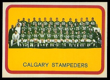 Calgary Stampeders Team 1963 Topps CFL football card