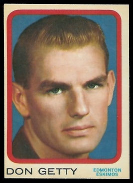 Don Getty 1963 Topps CFL football card Don Getty 1963 Topps CFL football card