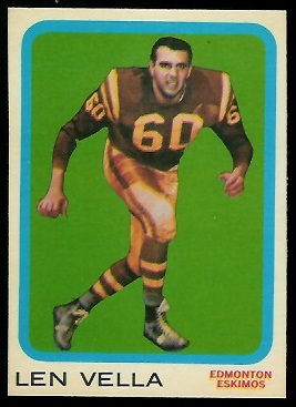 Len Vella 1963 Topps CFL football card