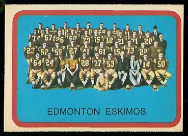 Edmonton Eskimos Team 1963 Topps CFL football card