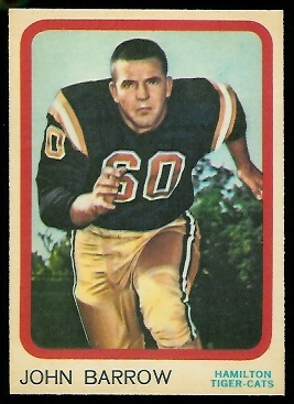 John Barrow 1963 Topps CFL football card John Barrow 1963 Topps CFL football card