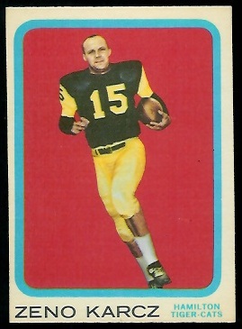 Zeno Karcz 1963 Topps CFL football card