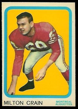 Milt Crain 1963 Topps CFL football card