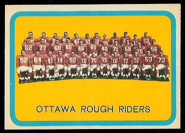 Ottawa Rough Riders Team 1963 Topps CFL football card