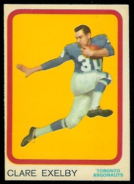 Clare Exelby 1963 Topps CFL football card