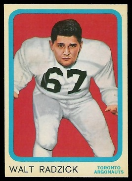 Walt Radzick 1963 Topps CFL football card