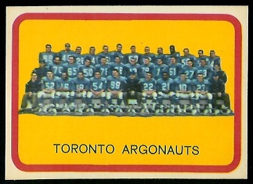 Toronto Argonauts Team 1963 Topps CFL football card