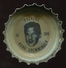 Hank Gremminger 1964 Coke Caps Packers football card