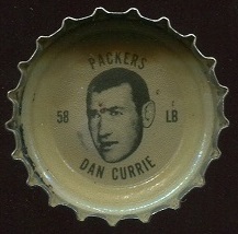 Dan Currie 1964 Coke Caps Packers football card