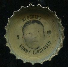 Sonny Jurgensen 1964 Coke Caps Redskins football card