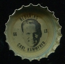 Carl Kammerer 1964 Coke Caps Redskins football card