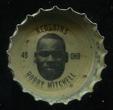 Bobby Mitchell 1964 Coke Caps Redskins football card Bobby Mitchell 1964 Coke Caps Redskins football card