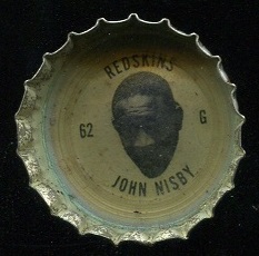 John Nisby 1964 Coke Caps Redskins football card