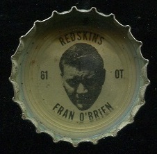 Fran O'Brien 1964 Coke Caps Redskins football card