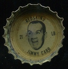 Jimmy Carr 1964 Coke Caps Redskins football card