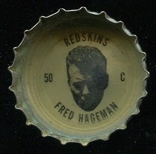 Fred Hageman 1964 Coke Caps Redskins football card