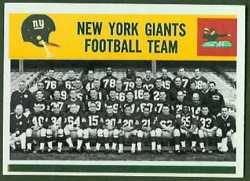 New York Giants Team 1964 Philadelphia football card