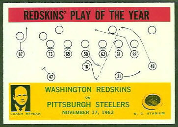 Redskins Play of the Year 1964 Philadelphia football card