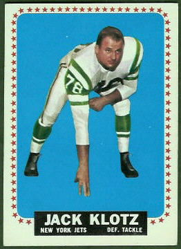 Jack Klotz 1964 Topps football card