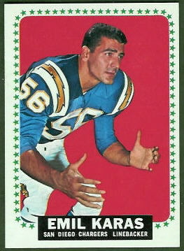 Emil Karas 1964 Topps football card