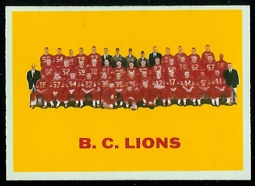 B.C. Lions Team 1964 Topps CFL football card B.C. Lions Team 1964 Topps CFL football card