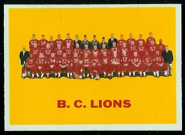 B.C. Lions Team 1964 Topps CFL football card