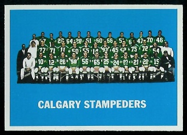 Calgary Stampeders Team 1964 Topps CFL football card Calgary Stampeders Team 1964 Topps CFL football card