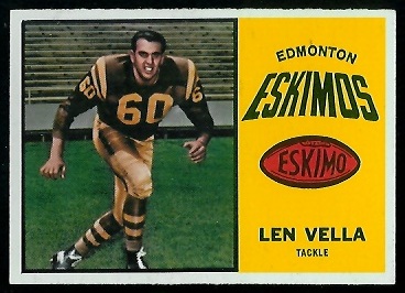 Len Vella 1964 Topps CFL football card