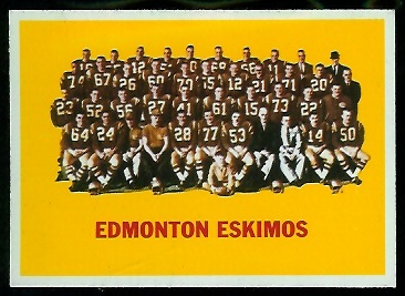 Edmonton Eskimos Team 1964 Topps CFL football card