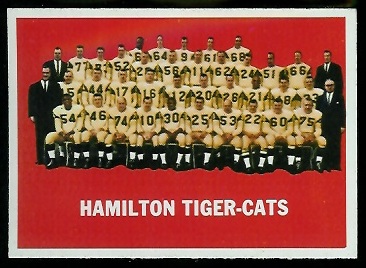 Hamilton Tiger-Cats Team 1964 Topps CFL football card