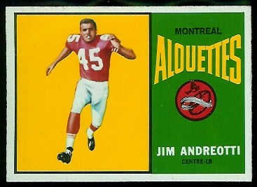 Jim Andreotti 1964 Topps CFL football card