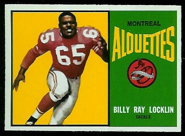 Billy Ray Locklin 1964 Topps CFL football card