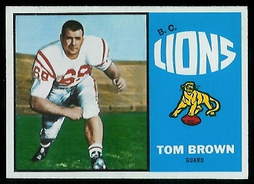 Tom Brown 1964 Topps CFL football card