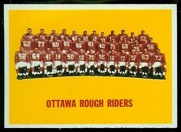 Ottawa Rough Riders Team 1964 Topps CFL football card Ottawa Rough Riders Team 1964 Topps CFL football card