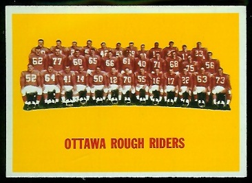 Ottawa Rough Riders Team 1964 Topps CFL football card