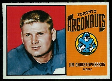 Jim Christopherson 1964 Topps CFL football card Jim Christopherson 1964 Topps CFL football card