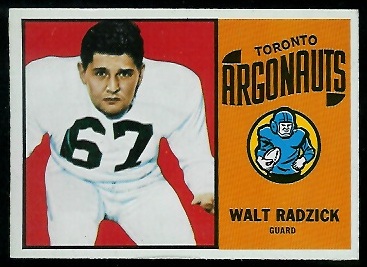 Walt Radzick 1964 Topps CFL football card