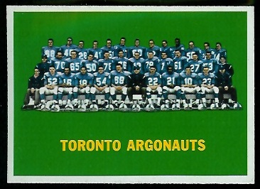 Toronto Argonauts Team 1964 Topps CFL football card