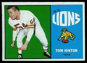 Tom Hinton 1964 Topps CFL football card Tom Hinton 1964 Topps CFL football card