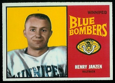 Henry Janzen 1964 Topps CFL football card