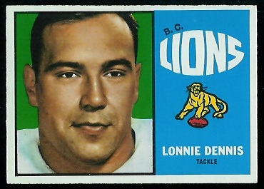 Lonnie Dennis 1964 Topps CFL football card