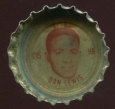 Dan Lewis 1965 Coke Caps Lions football card